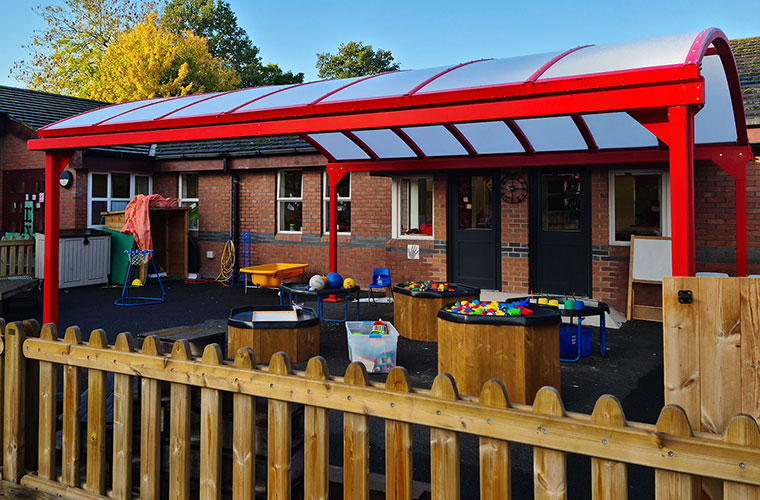 Covered play area at Guilden Sutton C of E school